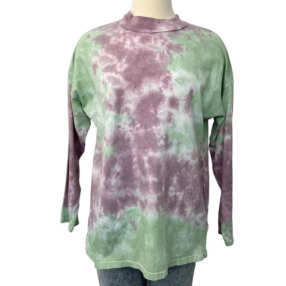 Free People Be Free Tie Dye Long Sleeve Top in Lavender Mint | XS Oversized - Picture 1 of 9
